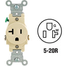 Leviton 20A Ivory Commercial Grade 5-20R Shallow Single Outlet
