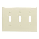 Leviton 3-Gang Thermoplastic Nylon Toggle Switch Wall Plate, Ivory