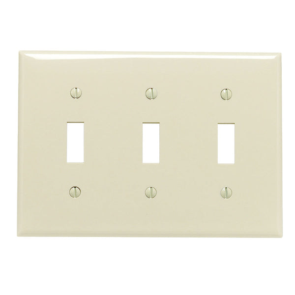 Leviton 3-Gang Thermoplastic Nylon Toggle Switch Wall Plate, Ivory