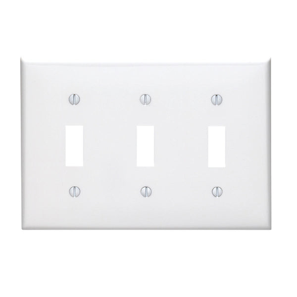 Leviton 3-Gang Thermoplastic Nylon Toggle Switch Wall Plate, White