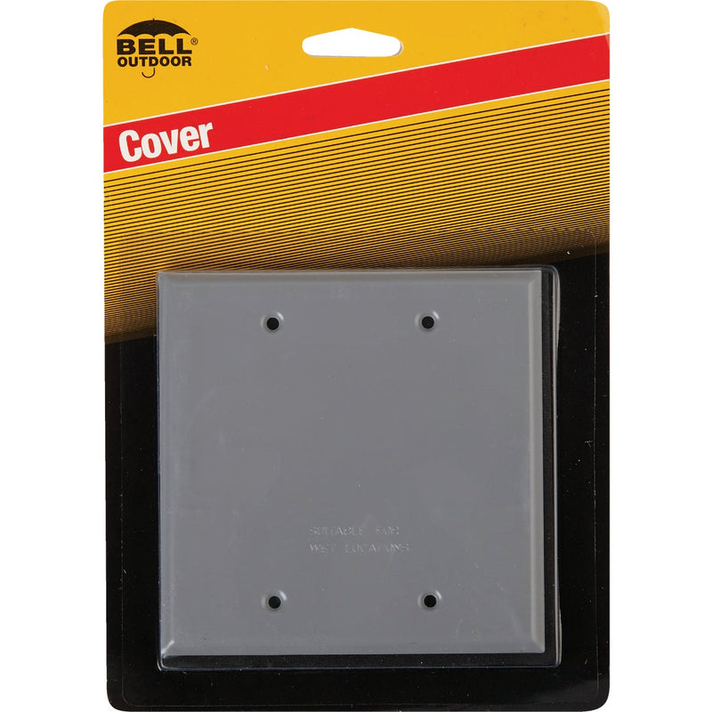 Bell 2-Gang Square Aluminum Gray Blank Weatherproof Outdoor Box Cover