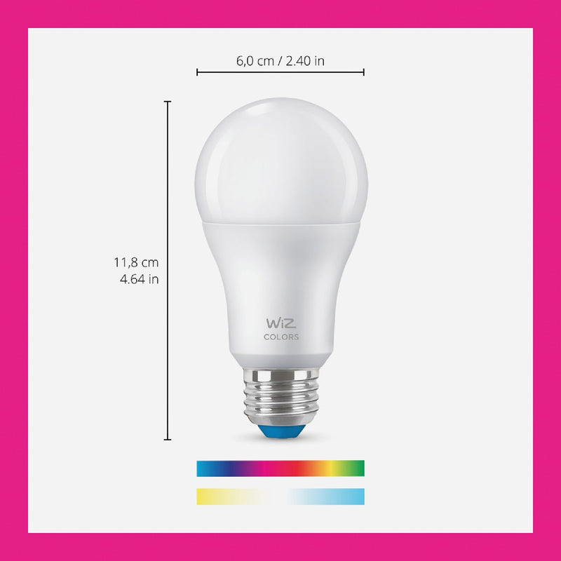 Wiz 60W Equivalent Color Changing A19 Medium Dimmable Smart LED Light Bulb