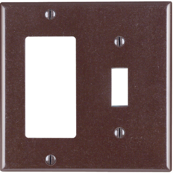 Leviton Decora 2-Gang Thermoset Single Toggle/Rocker Wall Plate, Brown