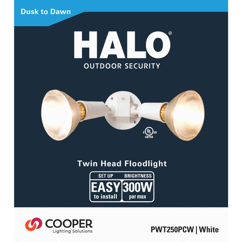 Halo White Dusk To Dawn Incandescent Floodlight Fixture