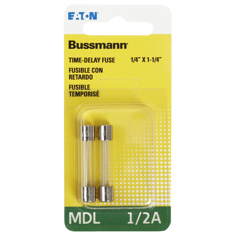 Bussmann 1/2A MDL Glass Tube Electronic Fuse (2-Pack)