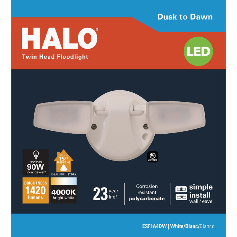 Halo White Dusk to Dawn 15W LED Floodlight Fixture