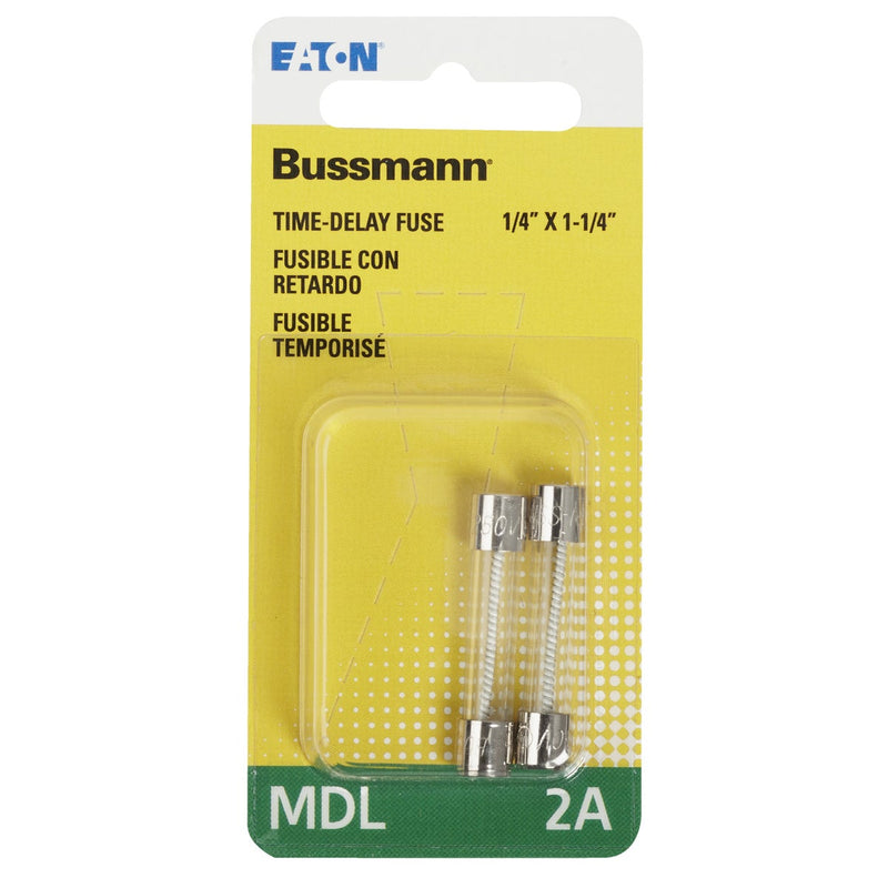 Bussmann 2A MDL Glass Tube Electronic Fuse (2-Pack)