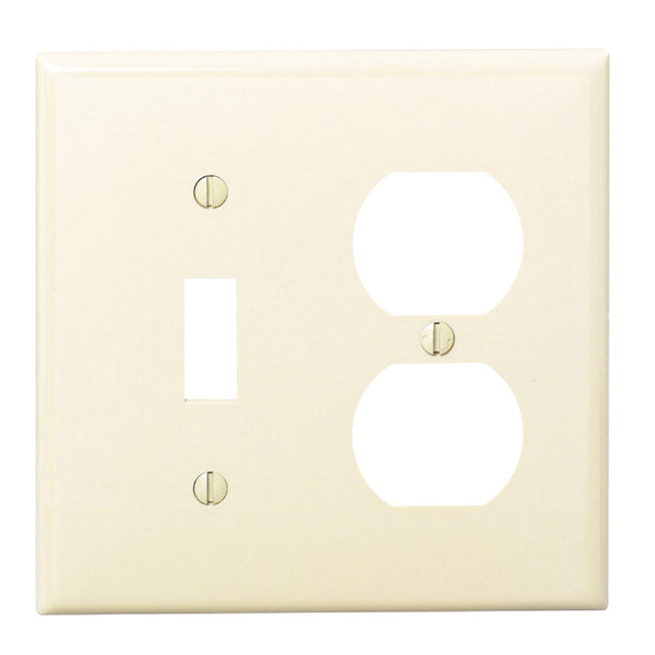 Leviton Commercial Grade 2-Gang Thermoplastic Single Toggle/Duplex Outlet Wall Plate, Ivory