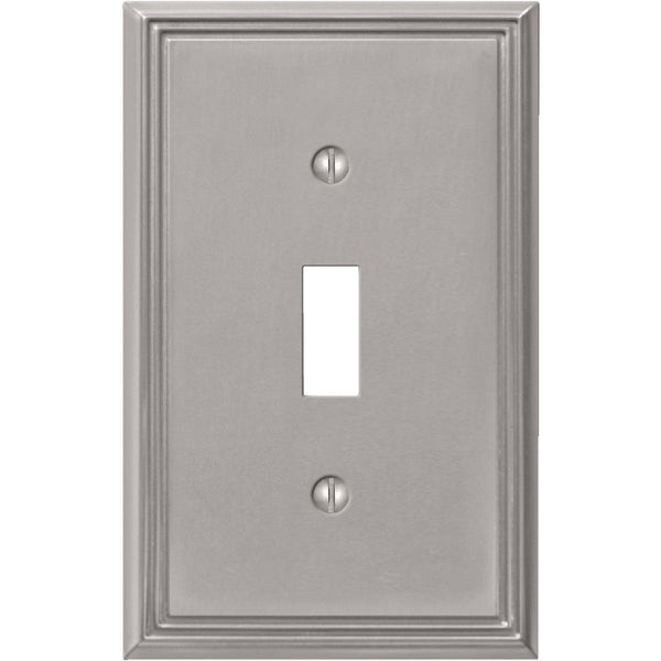 Amerelle Metro Line 1-Gang Cast Metal Toggle Switch Wall Plate, Brushed Nickel