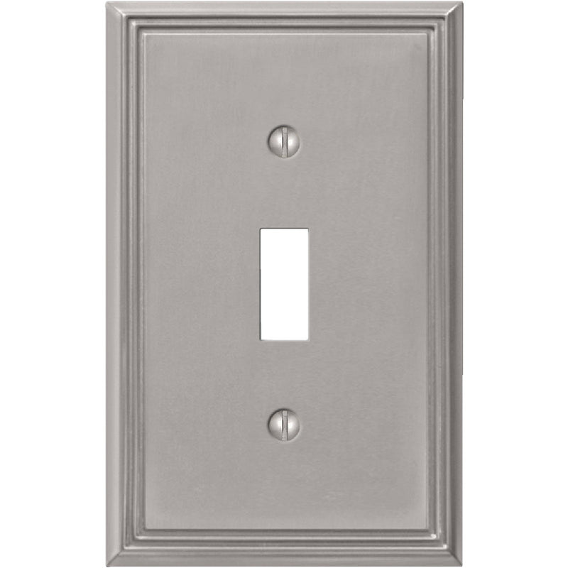 Amerelle Metro Line 1-Gang Cast Metal Toggle Switch Wall Plate, Brushed Nickel