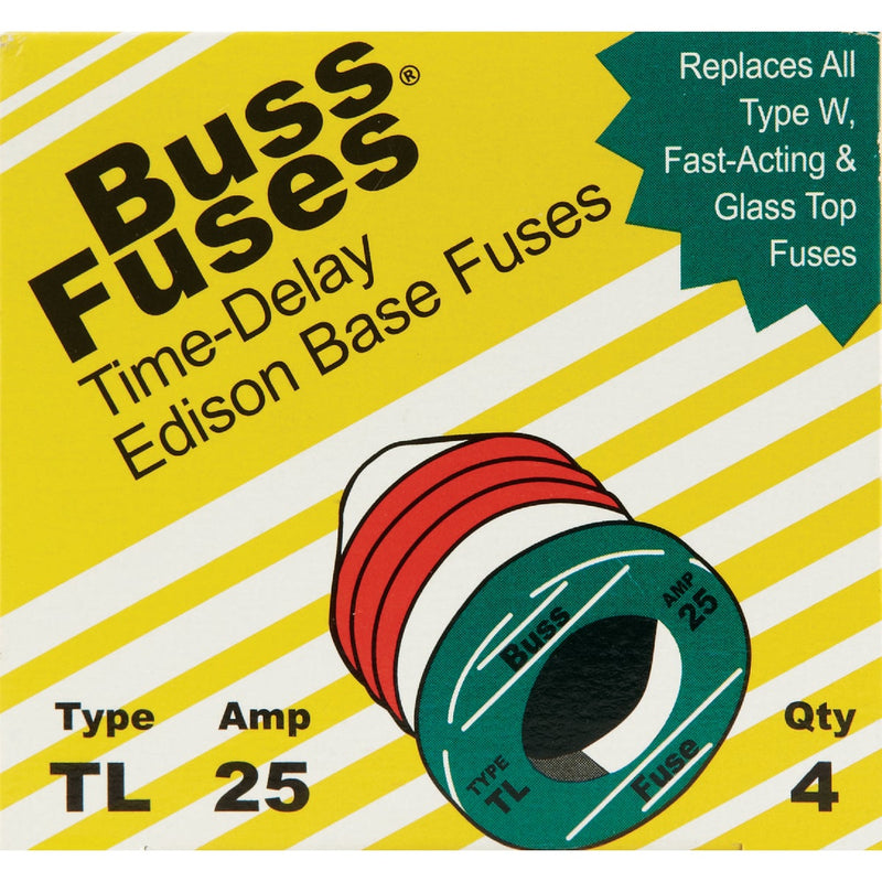 Bussmann 25A TL Time-Delay Plug Fuse (4-Pack)