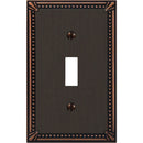 Amerelle Imperial Bead 1-GangCast Metal Toggle Switch Wall Plate, Aged Bronze