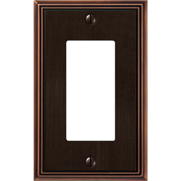 Amerelle Metro Line 1-Gang Cast Metal Rocker Decorator Wall Plate, Aged Bronze