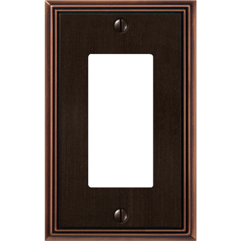 Amerelle Metro Line 1-Gang Cast Metal Rocker Decorator Wall Plate, Aged Bronze