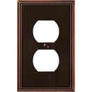 Amerelle Metro Line 1-Gang Cast Metal Outlet Wall Plate, Aged Bronze