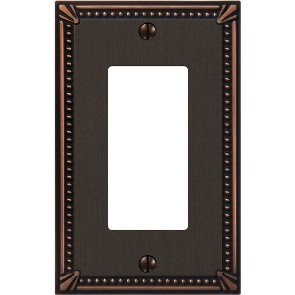 Amerelle Imperial 1-Gang Bead Cast Metal Rocker Decorator Wall Plate, Aged Bronze