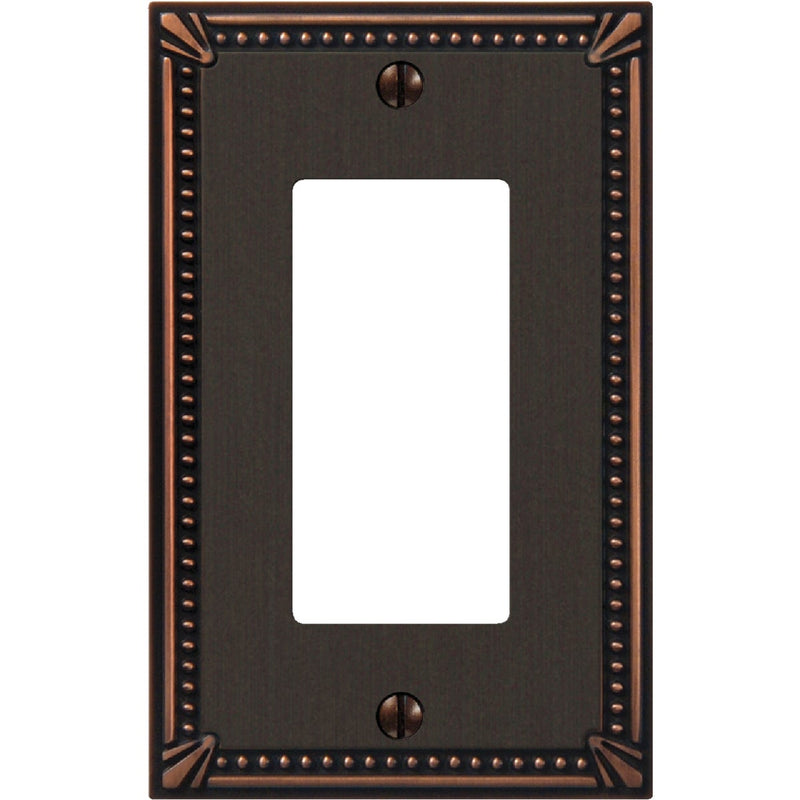 Amerelle Imperial 1-Gang Bead Cast Metal Rocker Decorator Wall Plate, Aged Bronze