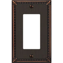 Amerelle Imperial 1-Gang Bead Cast Metal Rocker Decorator Wall Plate, Aged Bronze