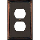 Amerelle Imperial Bead 1-Gang Cast Metal Outlet Wall Plate, Aged Bronze