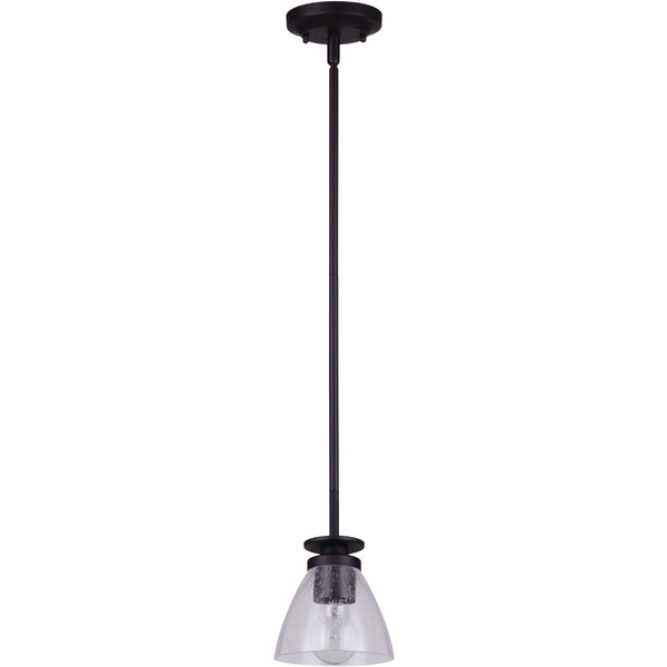 Home Impressions 1-Bulb Oil Rubbed Bronze Incandescent Pendant Light Fixture, Seeded Glass