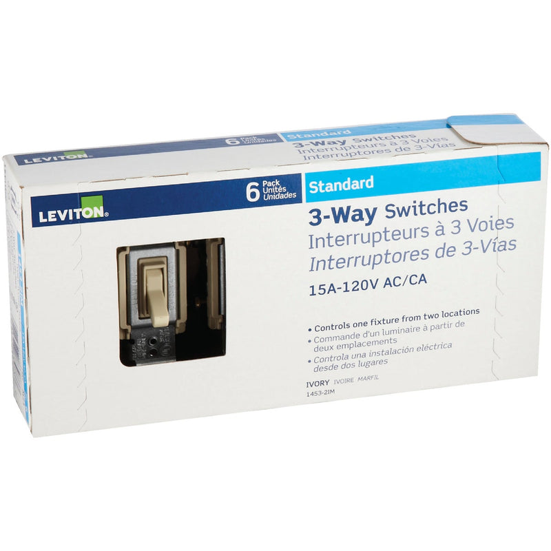 Leviton Toggle Ivory 15A 3-Way Switch (6-Pack)