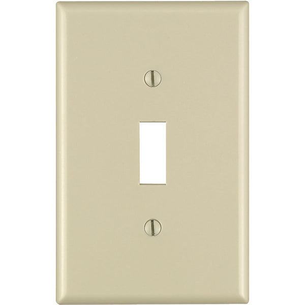 Leviton 1-Gang Thermoplastic Nylon Mid-Way Toggle Switch Wall Plate, Ivory