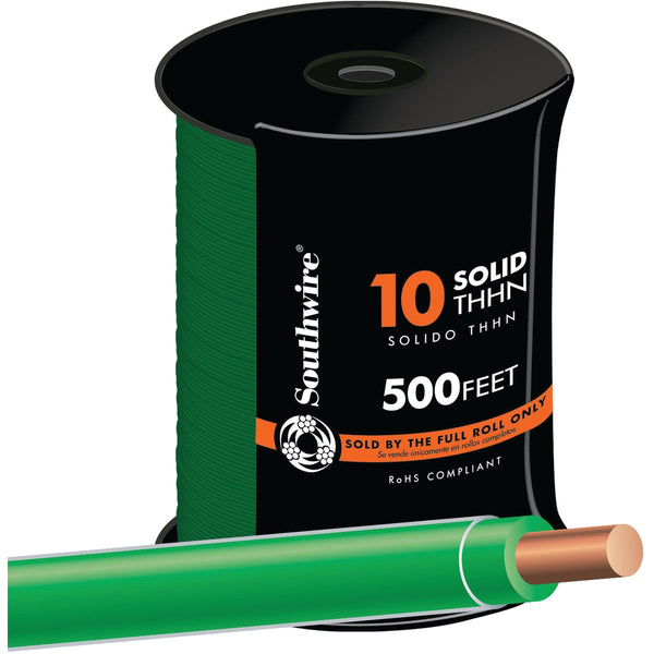 Southwire 500 Ft. 10 AWG Solid Green THHN Electrical Wire