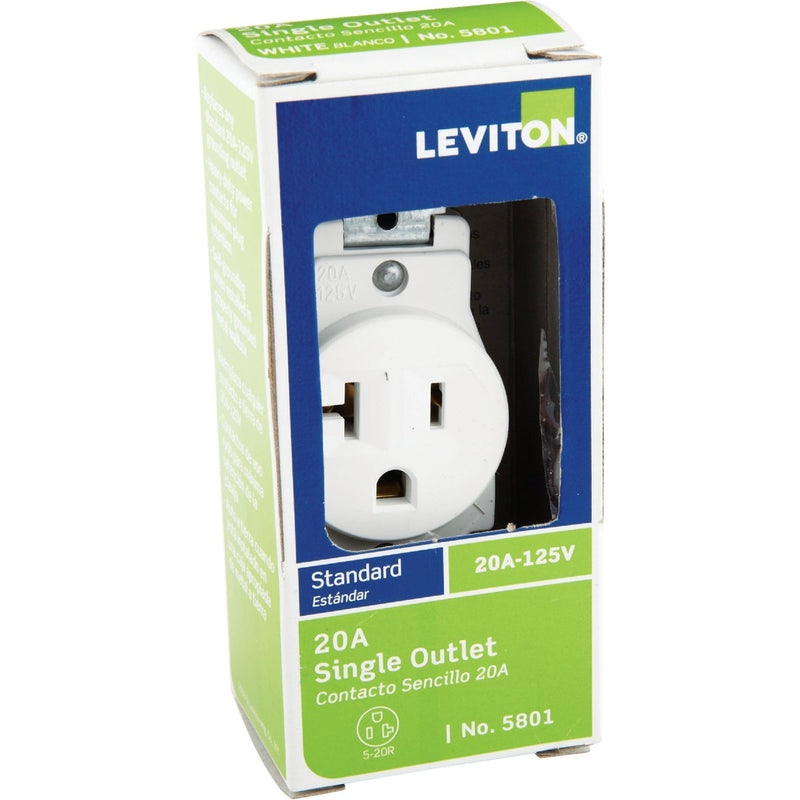 Leviton 20A White Commercial Grade 5-20R Shallow Single Outlet