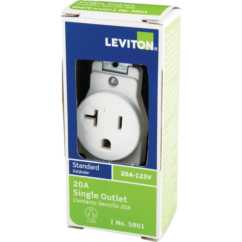 Leviton 20A White Commercial Grade 5-20R Shallow Single Outlet