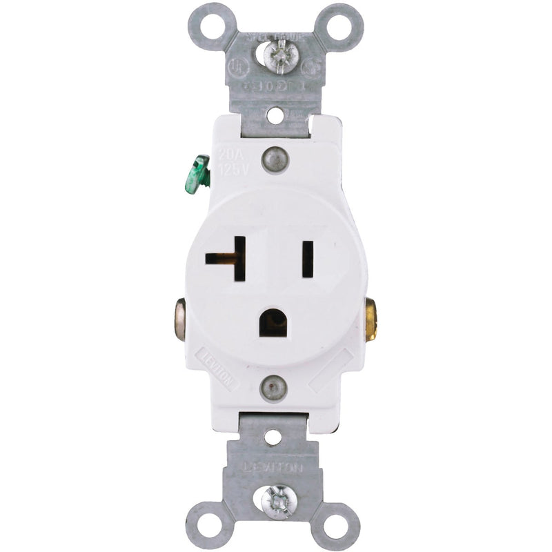 Leviton 20A White Commercial Grade 5-20R Shallow Single Outlet