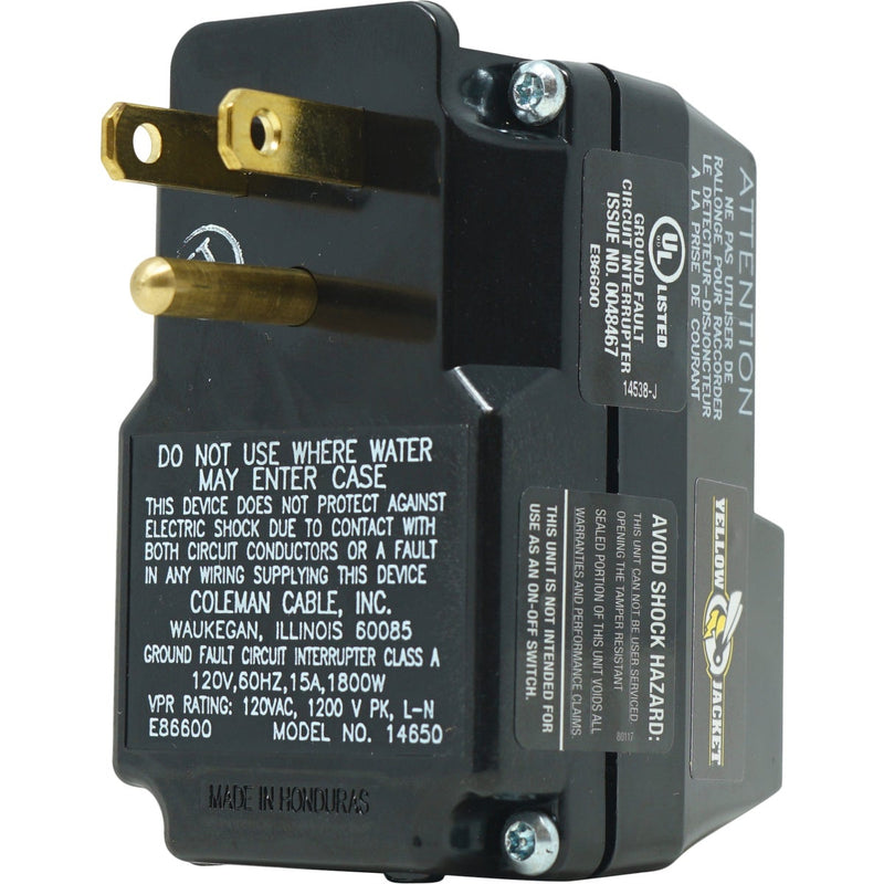 Yellow Jacket 15A 120V GFCI Portable Plug-In Adapter