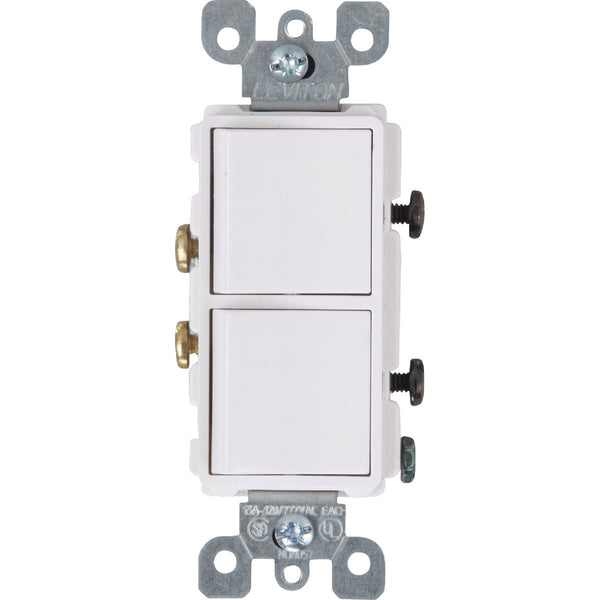 Leviton Single Pole White 15A Duplex Switch