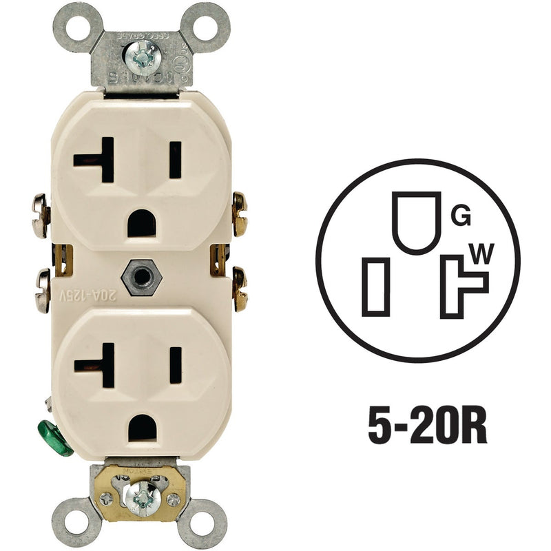 Leviton 20A Light Almond Shallow Commercial Grade 5-20R Duplex Outlet