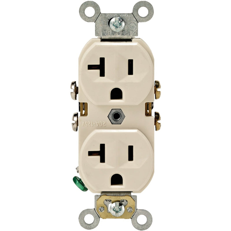 Leviton 20A Light Almond Shallow Commercial Grade 5-20R Duplex Outlet