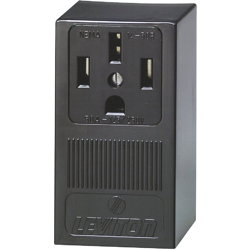 Leviton 50A Surface Mount Black 14-50R Grounding Range Power Outlet