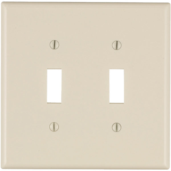 Leviton 2-Gang Smooth Plastic Mid-Way Toggle Switch Wall Plate, Light Almond