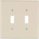 Leviton 2-Gang Smooth Plastic Mid-Way Toggle Switch Wall Plate, Light Almond
