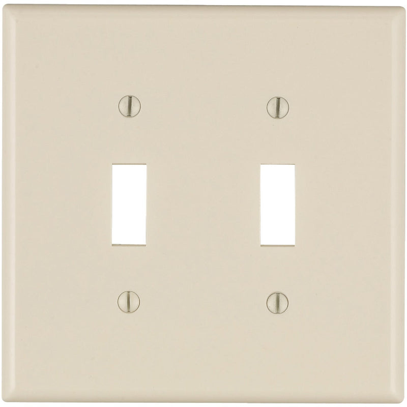 Leviton 2-Gang Smooth Plastic Mid-Way Toggle Switch Wall Plate, Light Almond