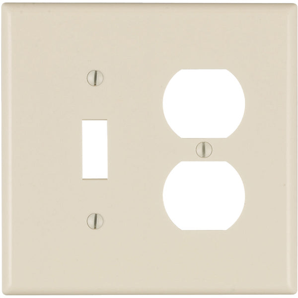 Leviton Mid-Way 2-Gang Thermoset Single Toggle/Duplex Outlet Wall Plate, Light Almond