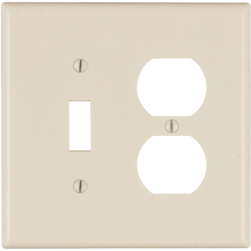 Leviton Mid-Way 2-Gang Thermoset Single Toggle/Duplex Outlet Wall Plate, Light Almond