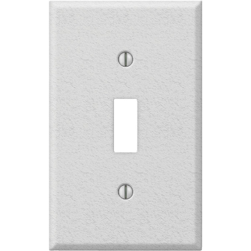 Amerelle PRO 1-Gang Stamped Steel Toggle Switch Wall Plate, White Wrinkle