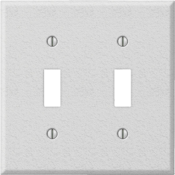 Amerelle PRO 2-Gang Stamped Steel Toggle Switch Wall Plate, White Wrinkle