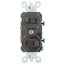 Leviton Single Pole Brown 15A Quiet Duplex Switch