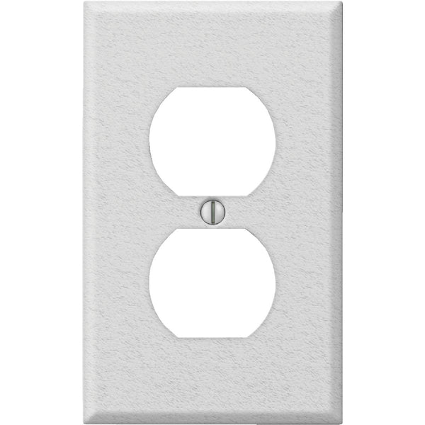 Amerelle PRO 1-Gang Stamped Steel Outlet Wall Plate, White Wrinkle