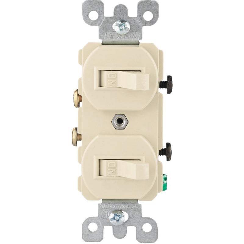 Leviton Single Pole Ivory 15A Quiet Duplex Switch