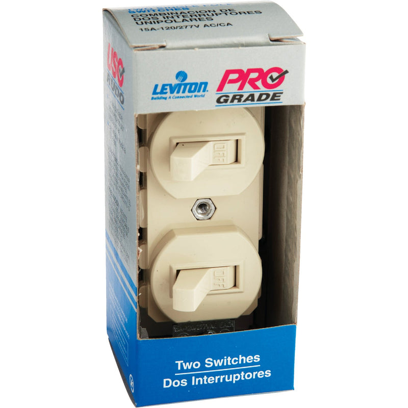 Leviton Single Pole Ivory 15A Quiet Duplex Switch