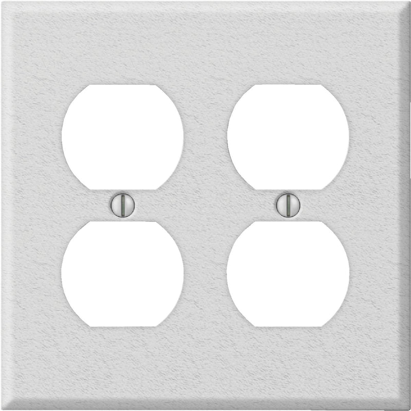 Amerelle PRO 2-Gang Stamped Steel Outlet Wall Plate, White Wrinkle