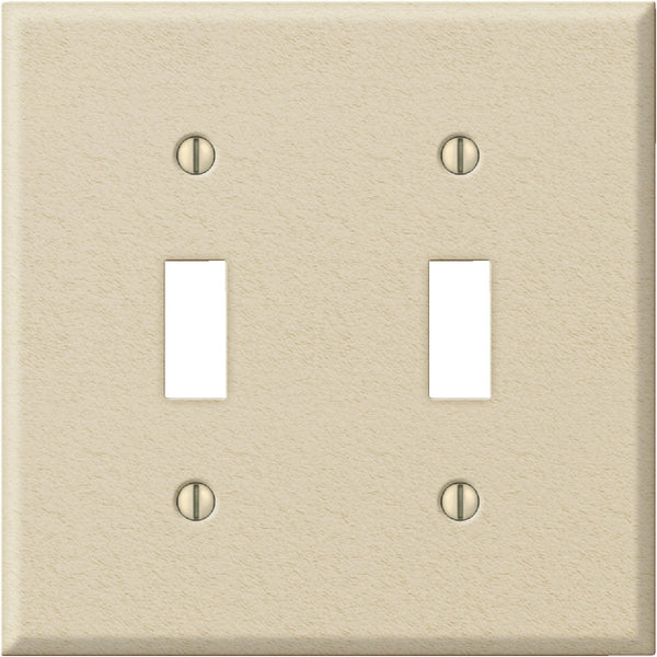 Amerelle PRO 2-Gang Stamped Steel Toggle Switch Wall Plate, Ivory Wrinkle