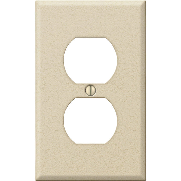 Amerelle PRO 1-Gang Stamped Steel Outlet Wall Plate, Ivory Wrinkle