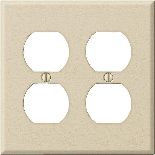 Amerelle PRO 2-Gang Stamped Steel Outlet Wall Plate, Ivory Wrinkle